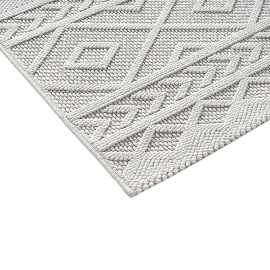 Moderner Teppich mit Loop-Struktur und Reliefmuster Creme