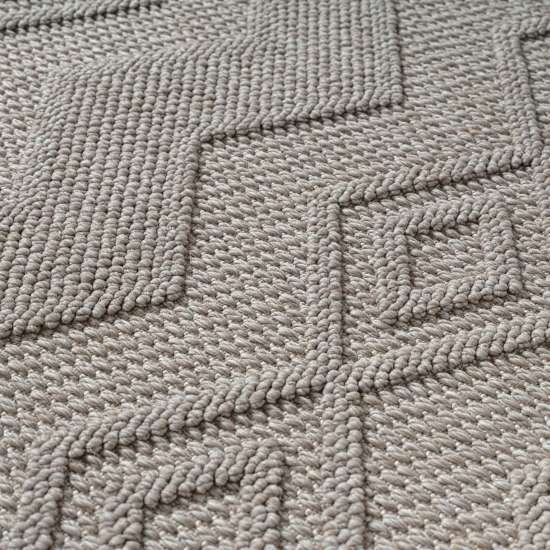 Moderner Teppich mit Loop-Struktur und Reliefmuster Beige