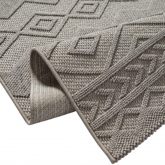 Moderner Teppich mit Loop-Struktur und Reliefmuster Beige