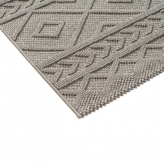 Moderner Teppich mit Loop-Struktur und Reliefmuster Beige