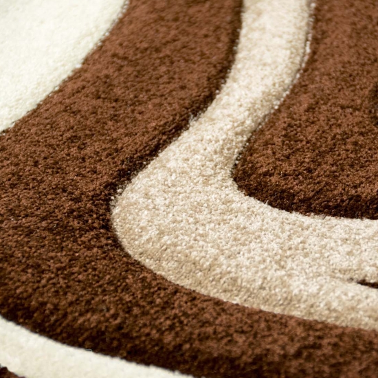 Preview: Wohn-, Schlafzimmer Teppich mit Wellenmuster | in braun weiß Preview: Wohn-, Schlafzimmer Teppich mit Wellenmuster | in braun weiß