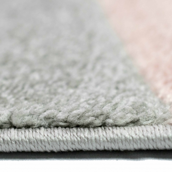 Moderner rosa weiß& grauer Teppich | Allergiker-freundlich