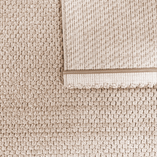 Moderner Design Teppich Beige Schlingenstruktur zeitlos elegant