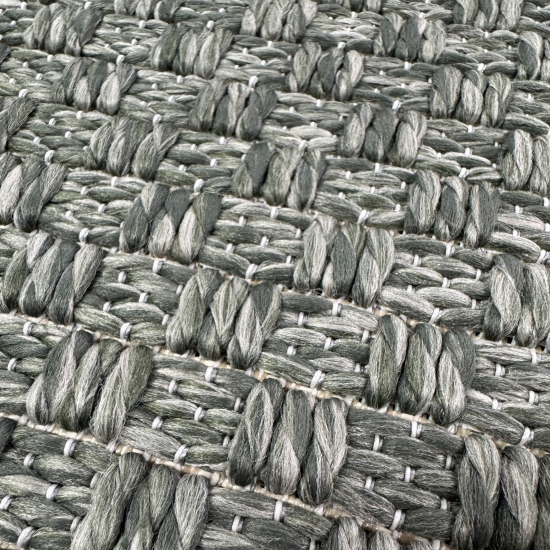 Moderner Teppich Grün Flechtstruktur Indoor Outdoor