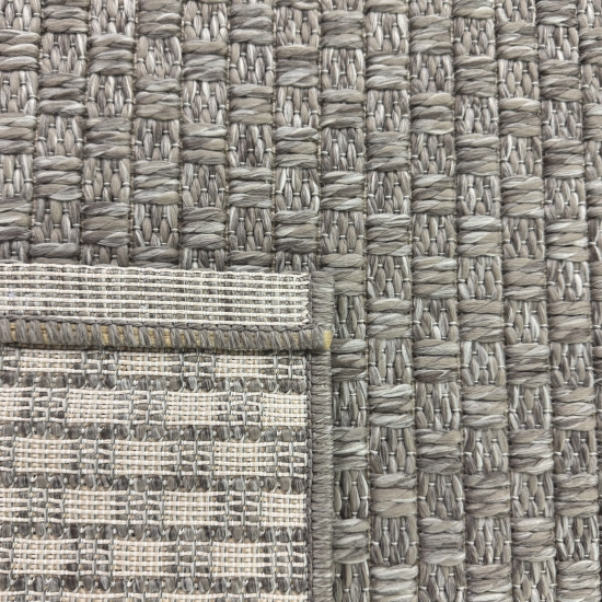 Moderner Teppich Taupe Flechtstruktur Indoor Outdoor