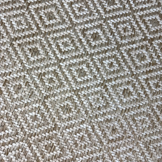 Außenteppich Balkon wetterbeständig flachgewebe im Rautendesign in beige