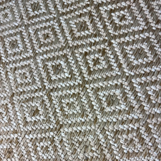 Außenteppich Balkon wetterbeständig flachgewebe im Rautendesign in beige