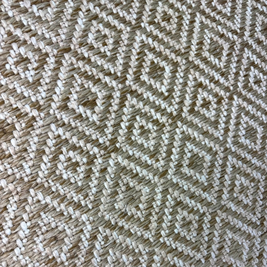 Außenteppich Balkon wetterbeständig flachgewebe im Rautendesign in beige