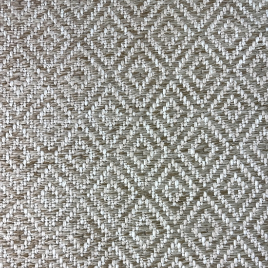 Außenteppich Balkon wetterbeständig flachgewebe im Rautendesign in beige