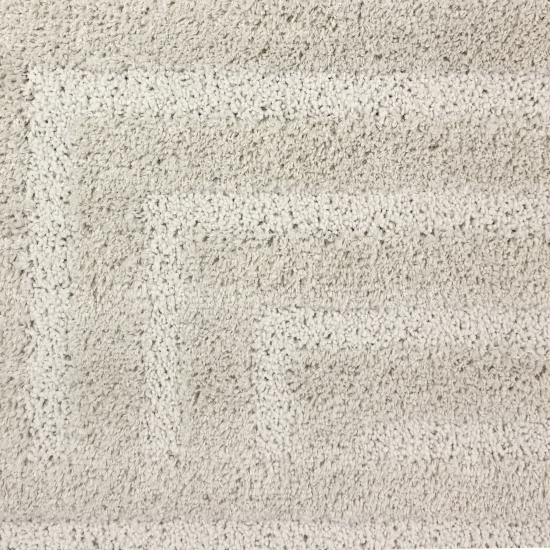 Flauschiger Wohnzimmer Teppich mit Linien Muster in Creme