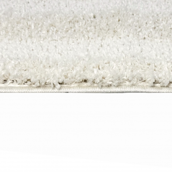 Flauschiger Wohnzimmer Teppich mit Linien Muster in Creme