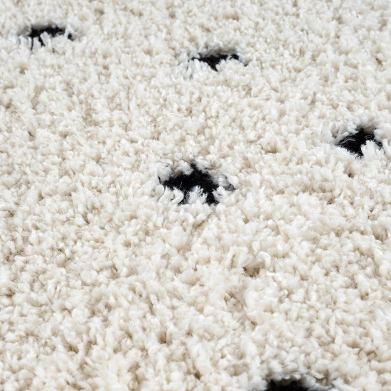 Preview: Moderner Hochflorteppich weich und stilvoll mit schwarzem Punktmuster | Beige Preview: Moderner Hochflorteppich weich und stilvoll mit schwarzem Punktmuster | Beige