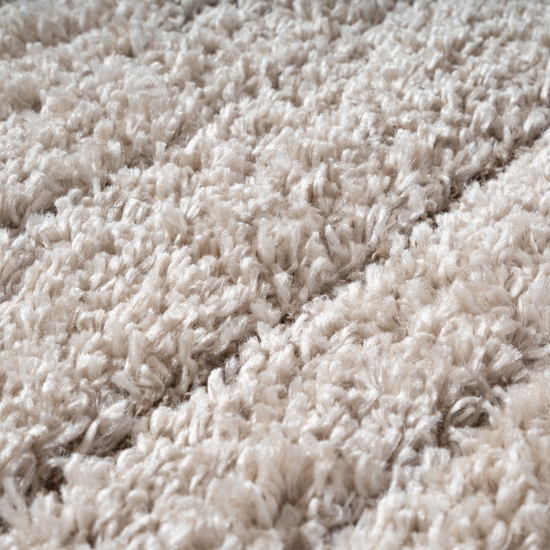 Moderner Teppich Beige Linienmuster weich robust für Wohnräume