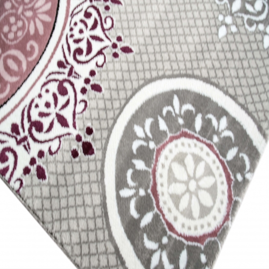 Designteppich Kreisornamente Pink Lila Grau Creme – elegant & modern