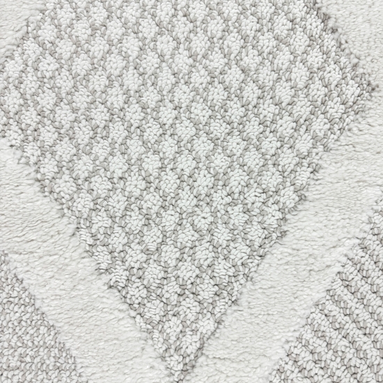 Wohnzimmer Schlafzimmer Teppich mit verschieden gemusterten Rauten in creme grau