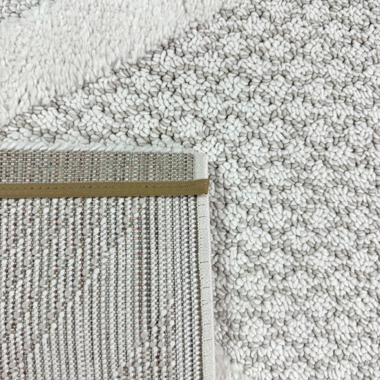 Wohnzimmer Schlafzimmer Teppich mit verschieden gemusterten Rauten in creme grau
