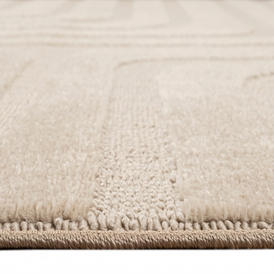 Wohnzimmer-/ Schlafzimmerteppich schimmernd mit Linienmuster in Beige
