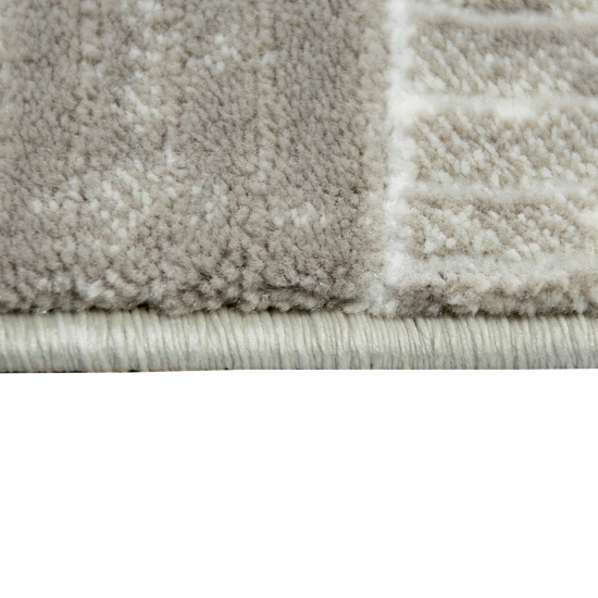Designteppich mit modernem Karomuster Grau Beige Designteppich mit modernem Karomuster Grau Beige