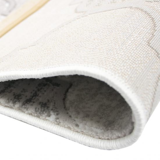 Designteppich mit Ornamentstruktur Grau-Beige mit Cremeakzenten Designteppich mit Ornamentstruktur Grau-Beige mit Cremeakzenten