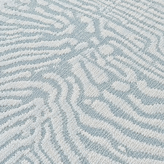 Preview: Moderner Teppich Creme mit organischem Linienmuster und Fransen