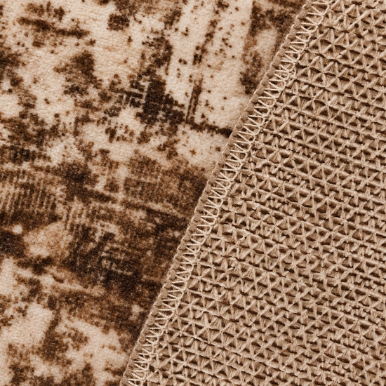 Teppich Braun Ornament-Design Polyester mit Flanelloberfläche