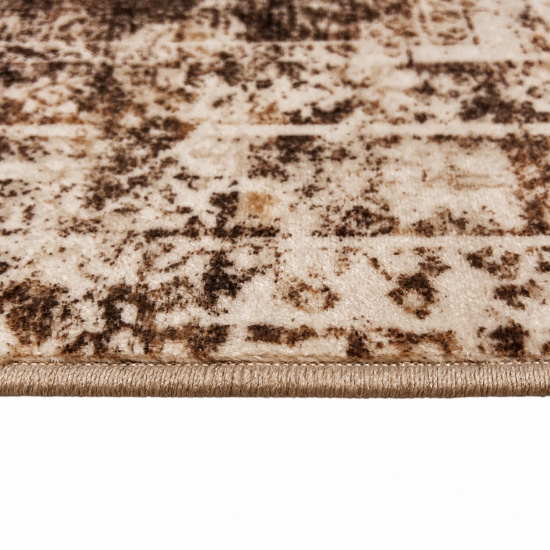 Teppich Braun Ornament-Design Polyester mit Flanelloberfläche