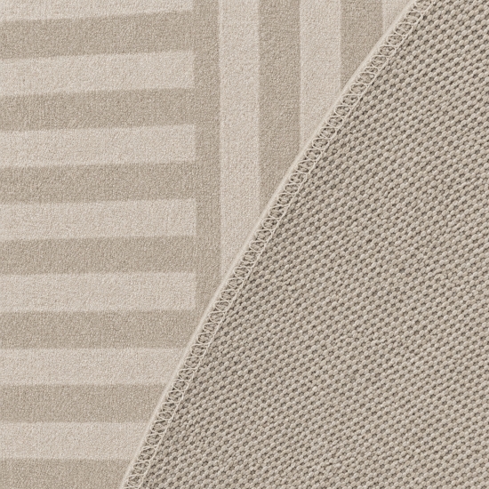 Preview: Teppich Modern in Beige mit bedruckender Flanelloberfläche und abstraktem design
