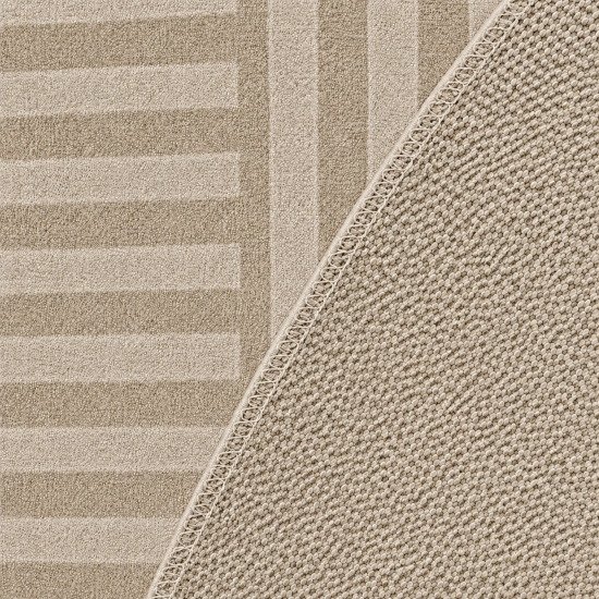 Designteppich Braun modern mit Linienmuster und Flanelloberfläche
