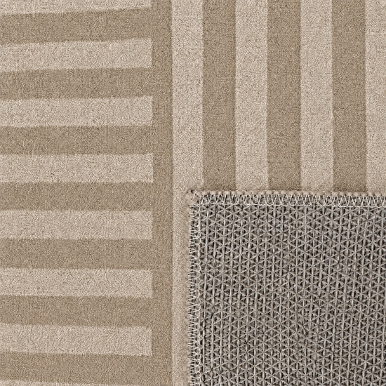 Designteppich Braun modern mit Linienmuster und Flanelloberfläche