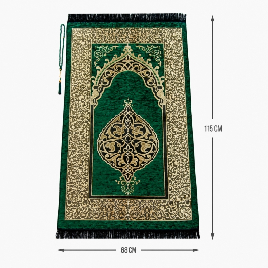 Dunkelgrünes Gebetsset mit Kleid Gebetsteppich und Zählkette
