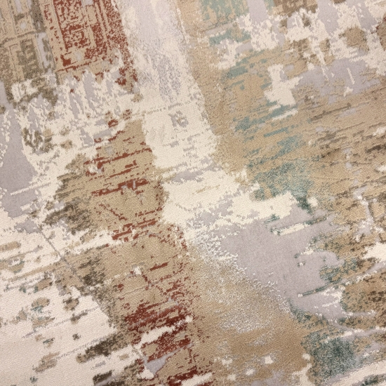 Preview: Moderner Gebetsteppich mit Moschee-Tor Motiv in hellen Naturfarben