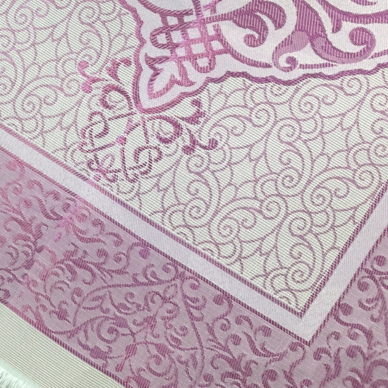 Preview: Gebetsteppich aus Taftstoff mit Tesbih und Geschenkbox hochwertig lila 65 x 110 cm