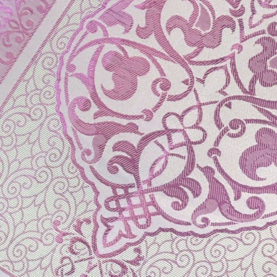 Preview: Gebetsteppich aus Taftstoff mit Tesbih und Geschenkbox hochwertig lila 65 x 110 cm