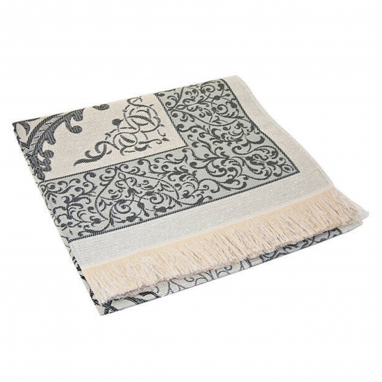 Preview: Gebetsteppich Taftstoff Grau mit Geschenkbox und 99er Gebetskette – stilvolles Set 65 x 110 cm