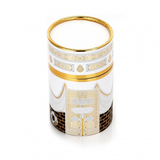 Preview: Gebetsteppich Taftstoff mit Geschenkbox weiß 65 x 110 cm