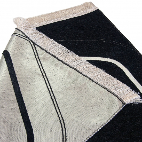 Preview: Gebetsteppich Set Herzmotiv Schwarz & Weiß für Paare 70 x 115 cm