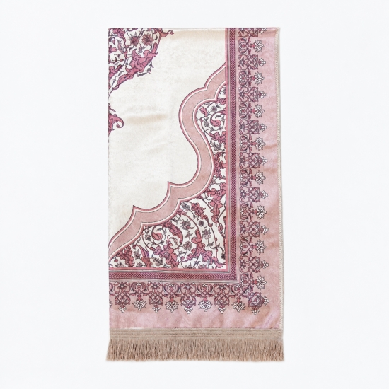 Preview: Gebetsteppich Fuchsia mit floraler Bordüre und passender Tasche