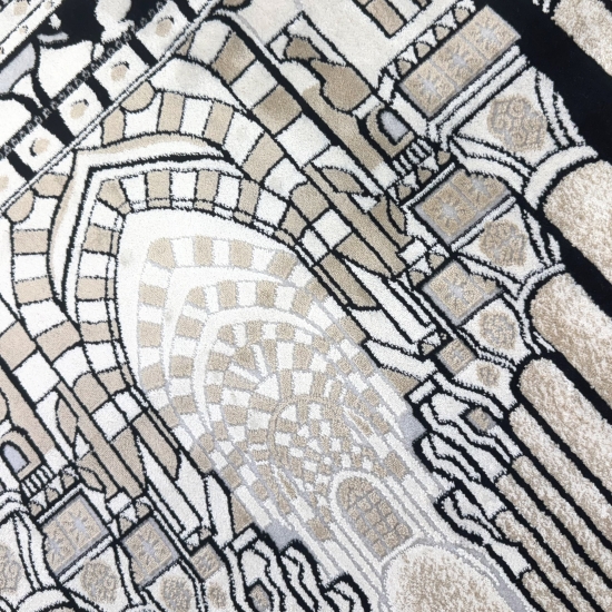 Moderner Gebetsteppich mit Moschee-Architektur und Perspektivmotiv