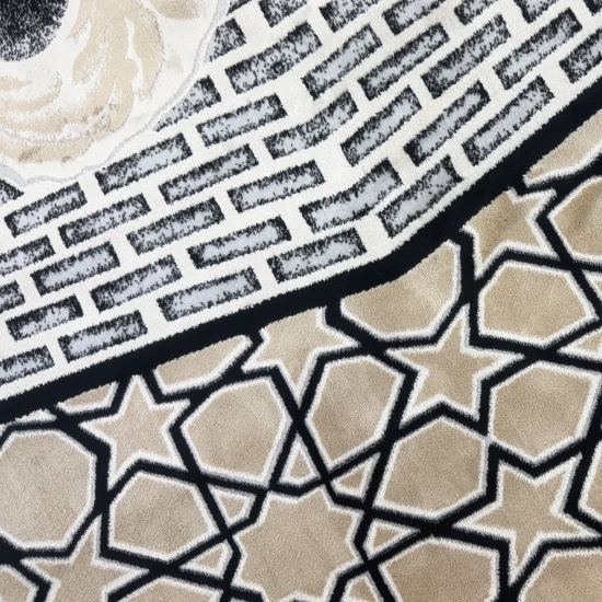 Preview: Moderner Gebetsteppich mit Kaaba-Motiv und geometrischem Design