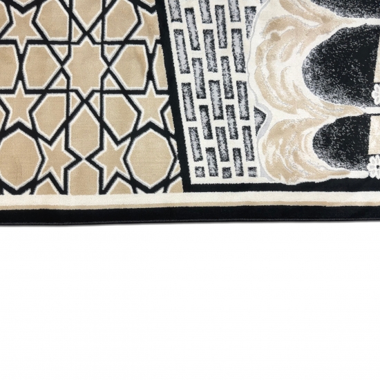 Moderner Gebetsteppich mit Kaaba-Motiv und geometrischem Design