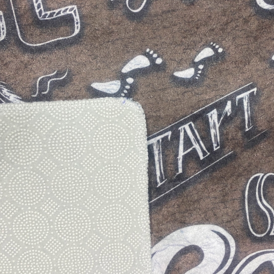 Küchenläufer I beige I waschbar I „Coffee“ Schriftzug in weiß