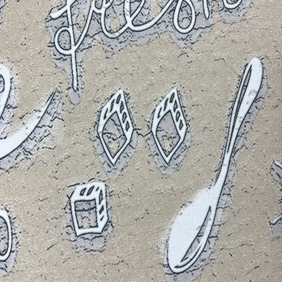 Preview: Küchenläufer I beige I waschbar I „Coffee“ Schriftzug in weiß