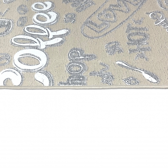 Küchenläufer I beige I waschbar I „Coffee“ Schriftzug in weiß