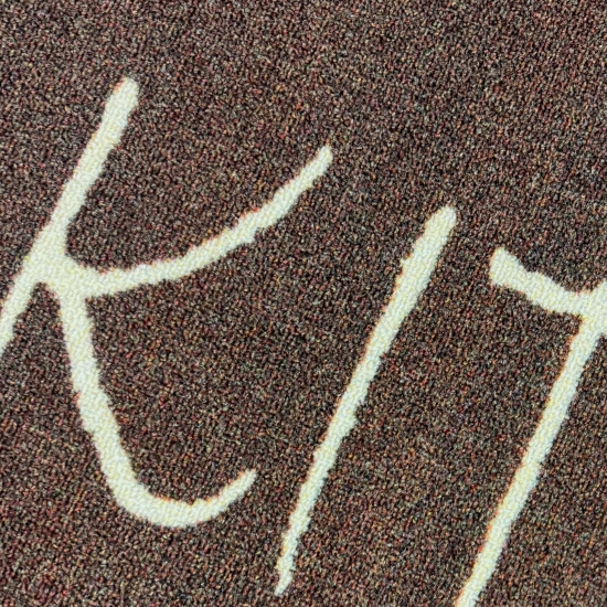 Preview: Moderner Küchenteppich mit Schriftmotiv und warmer Farbwirkung Braun