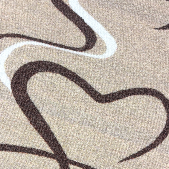Küchenteppich mit grafischem Kaffee- und Herzmotiv Beige-Braun