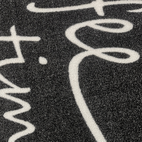 Preview: Grafischer Küchenteppich Schwarz mit Coffee-Time-Typografie und Linie