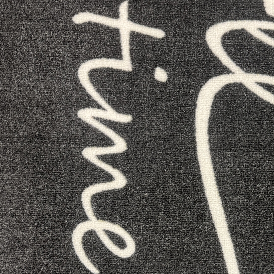 Preview: Grafischer Küchenteppich Schwarz mit Coffee-Time-Typografie und Linie
