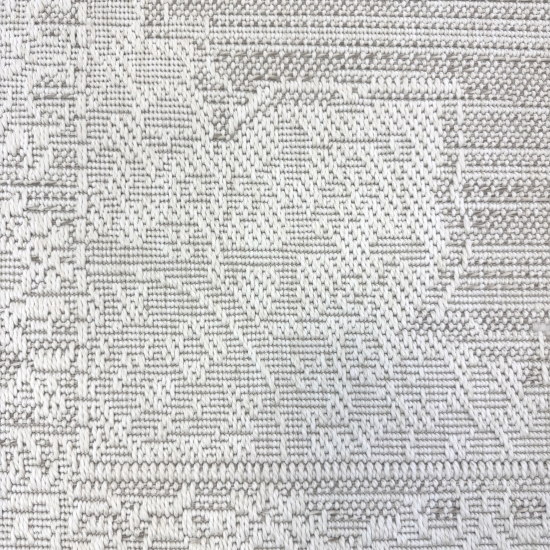 Preview: Teppich Beige Creme mit grafischem Vintage Design In & Outdoor