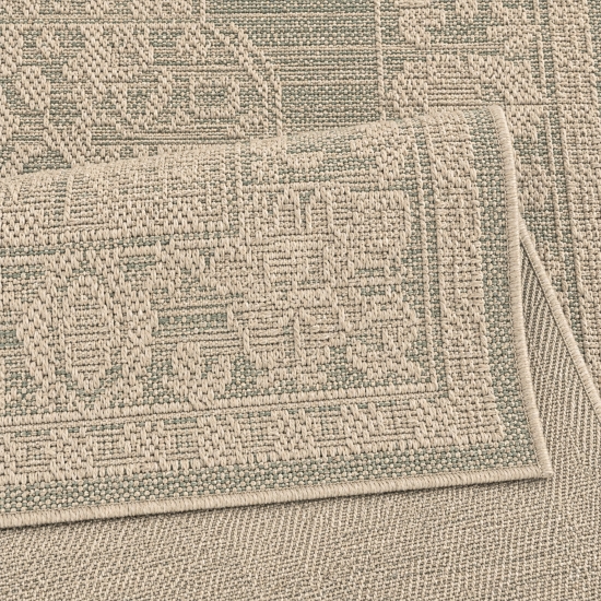 Teppich Grün Braun Ornament In & Outdoor