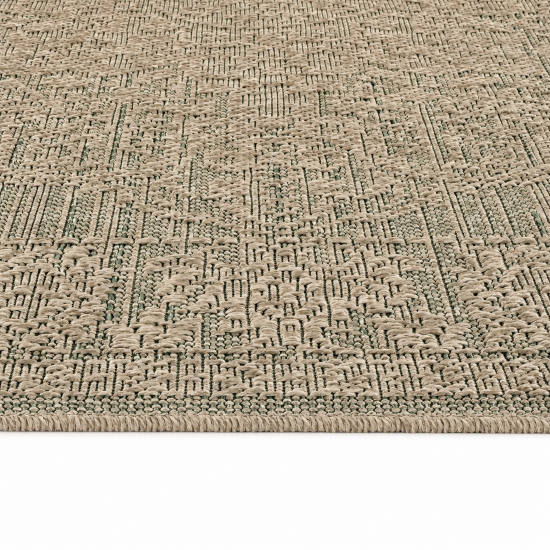 Teppich Grün Braun Ornament In & Outdoor
